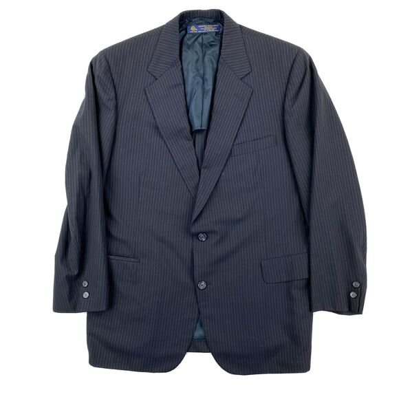 Brooks Brothers Makers Blazer Mens 42RBlue Pinstripe VTG USA Wool Sport Coat